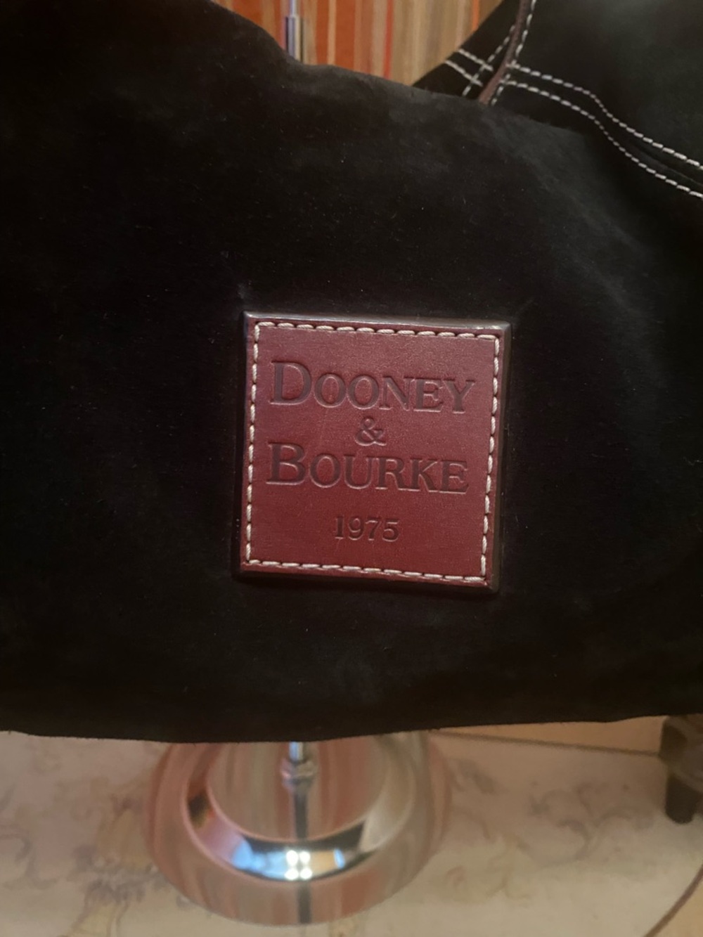 Dooney & Bourke - GUC - Black Suede Hobo with Brown Leather Trim - Picture 3 of 14